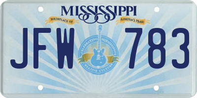 MS license plate JFW783