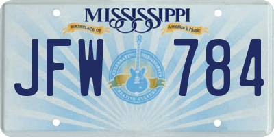 MS license plate JFW784