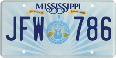MS license plate JFW786