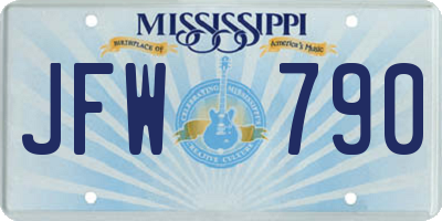 MS license plate JFW790