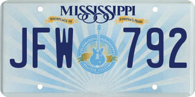 MS license plate JFW792