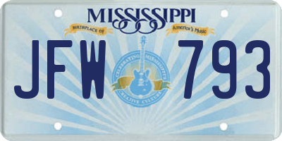 MS license plate JFW793