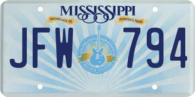 MS license plate JFW794