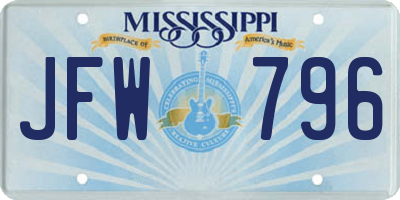 MS license plate JFW796