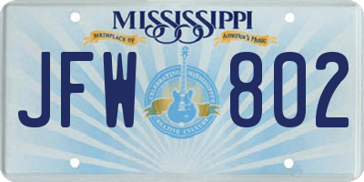 MS license plate JFW802