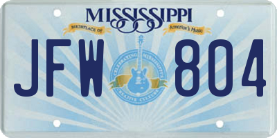 MS license plate JFW804