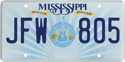 MS license plate JFW805