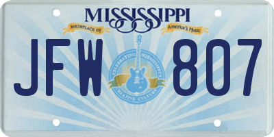MS license plate JFW807