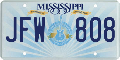 MS license plate JFW808