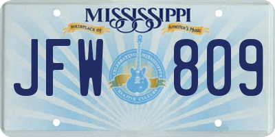 MS license plate JFW809