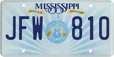 MS license plate JFW810