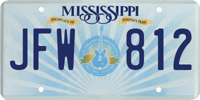 MS license plate JFW812