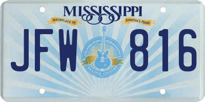 MS license plate JFW816