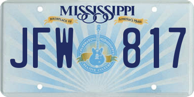 MS license plate JFW817