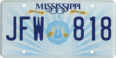 MS license plate JFW818