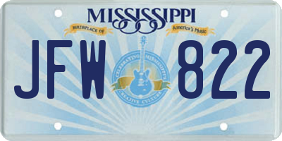MS license plate JFW822