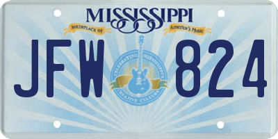 MS license plate JFW824