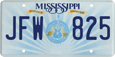 MS license plate JFW825