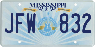 MS license plate JFW832