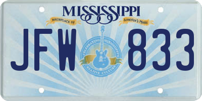 MS license plate JFW833