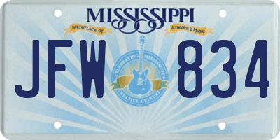 MS license plate JFW834