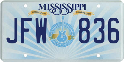 MS license plate JFW836