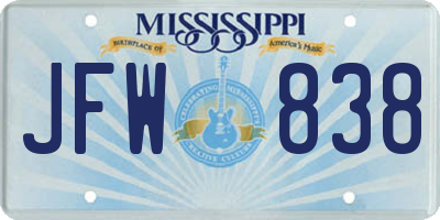 MS license plate JFW838