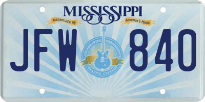 MS license plate JFW840