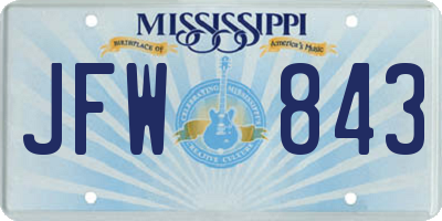 MS license plate JFW843