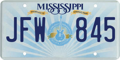 MS license plate JFW845