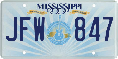 MS license plate JFW847