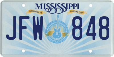 MS license plate JFW848