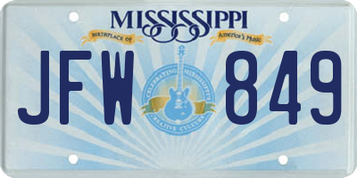 MS license plate JFW849