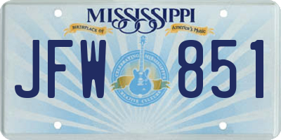 MS license plate JFW851