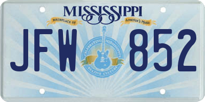 MS license plate JFW852