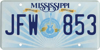 MS license plate JFW853