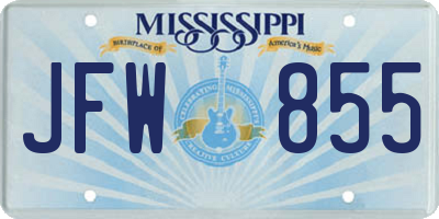 MS license plate JFW855