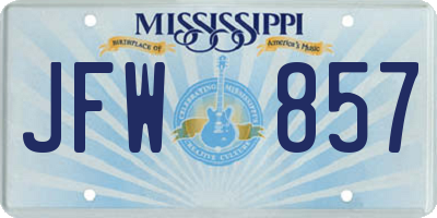 MS license plate JFW857