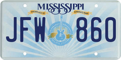 MS license plate JFW860