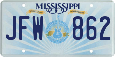 MS license plate JFW862