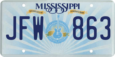 MS license plate JFW863