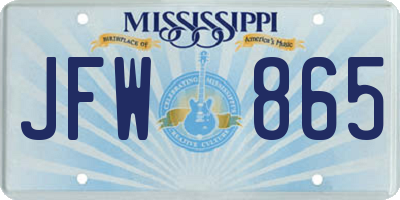 MS license plate JFW865