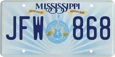 MS license plate JFW868