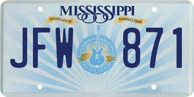 MS license plate JFW871