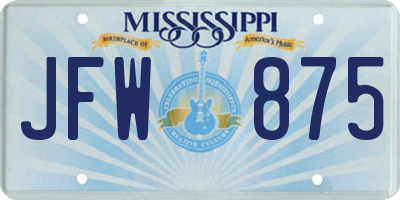 MS license plate JFW875