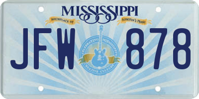 MS license plate JFW878