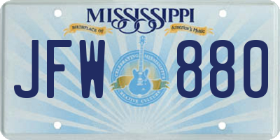 MS license plate JFW880