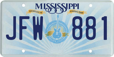 MS license plate JFW881