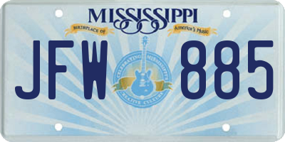 MS license plate JFW885