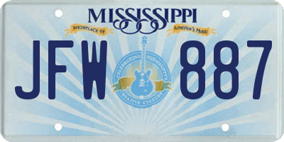 MS license plate JFW887